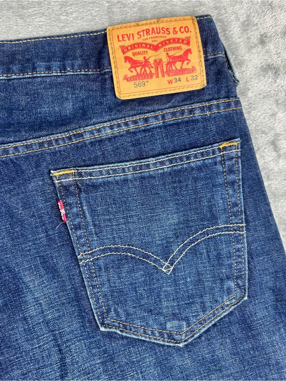 Levi's 569 Jeans Mens 34X32 (Fit 34X33) Blue Loose Straight Denim Relaxed Baggy